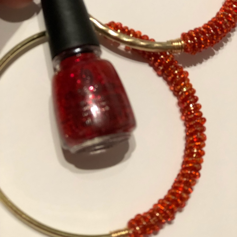 Red bangle. Handmade. Jewelry. - Picture 4 of 7